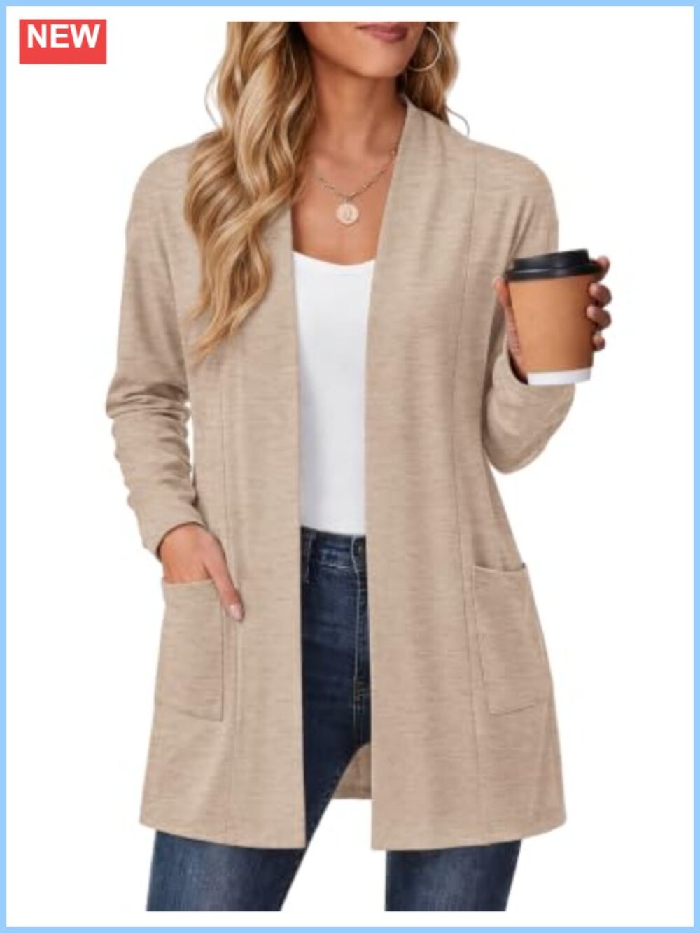Zeagoo Lightweight Open Front Cardigan Long Sleeve Casual Sweater